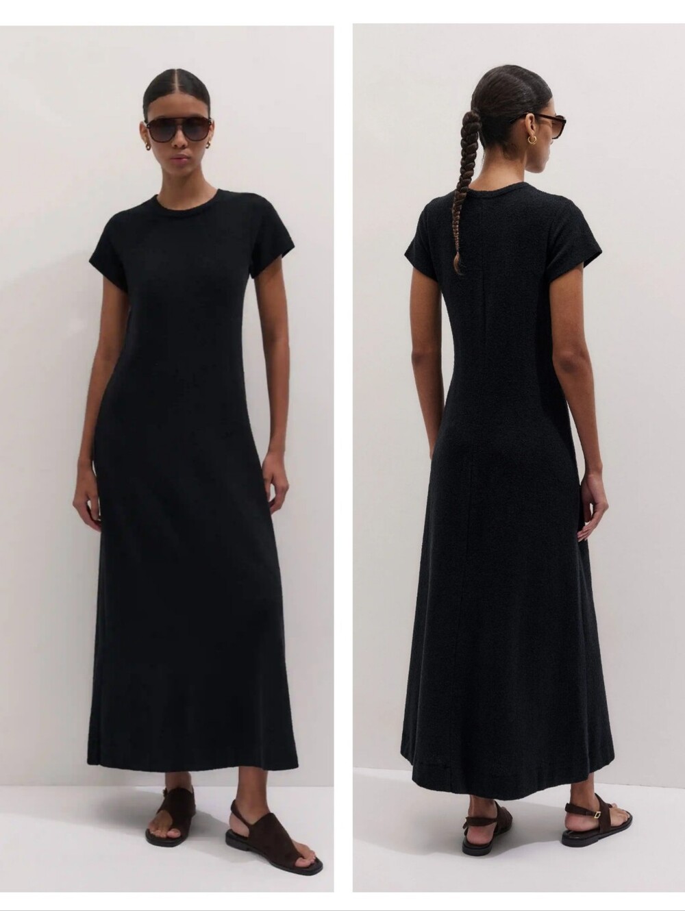 ME + EM A-Line Maxi Tee Dress Bouclé Jersey Size 4